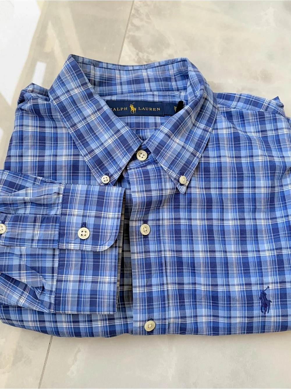 Polo Ralph Lauren Shirt Mens XL Blue Plaid Long Sleeve Button Down